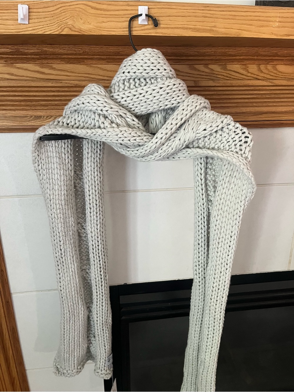 Johnstons of Elgin Light Gray Chunky Knit Poncho Scarf
